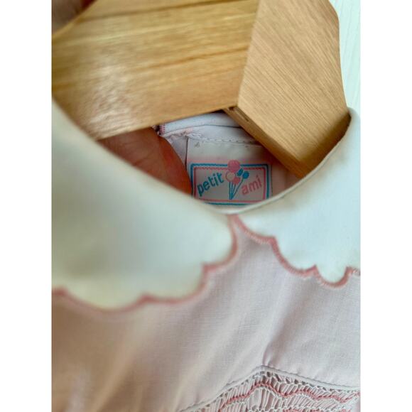 Vintage Baby Girl Smocked Cotton Blend Pink Bubble Suit 9 Months - Picture 7 of 9